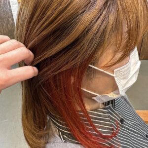 inner color orangeインナーカラーオレンジ 鉾田・行方のコンクエストCONQUESTは日曜日定休の美容室です。一緒に働く美容師スタッフさん募集中です